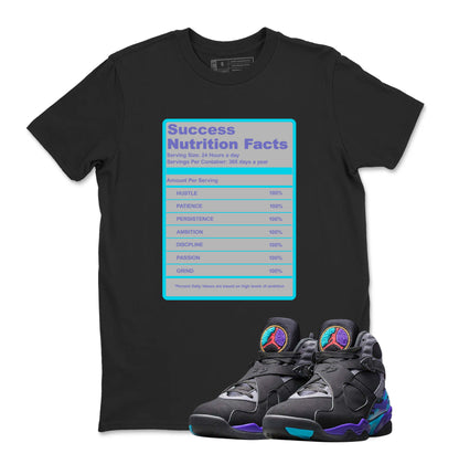 Success Nutrition Facts Shirt to Match Jordan 8 Aqua, Retro 8 Aqua Shirt, Aqua 8s Sneaker Tee