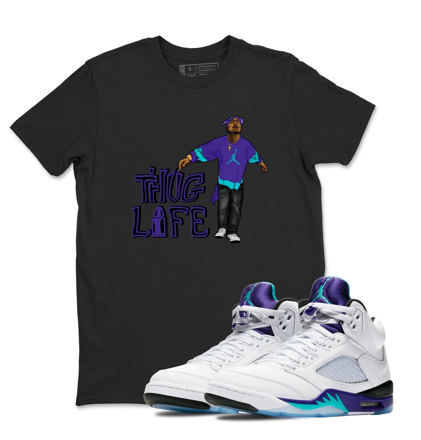 Shirt To Match AJ 5 Grape 2025 Sneaker Matching Tee Thug Life T-Shirt, Retro 5 grape Shirt, grape 5s Sneaker Tee