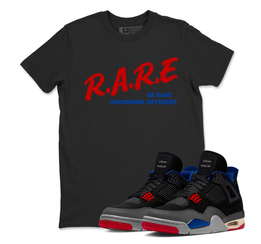 4 Rare Air Sneaker Match Shirt, Black Fire Red Deep Royal Tech Grey, Rare Air Jordan 4 Tshirt Adult Youth
