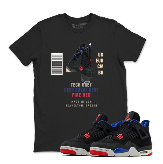 4 Rare Air Sneaker Match Shirt, Black Fire Red Deep Royal Tech Grey, Rare Air Jordan 4 Tshirt Adult Youth