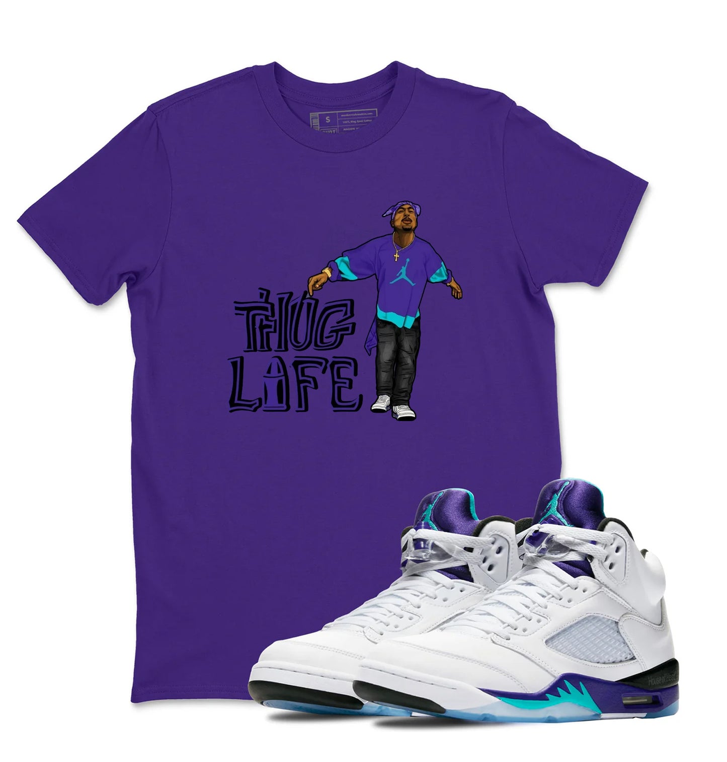 Shirt To Match AJ 5 Grape 2025 Sneaker Matching Tee Thug Life T-Shirt, Retro 5 grape Shirt, grape 5s Sneaker Tee