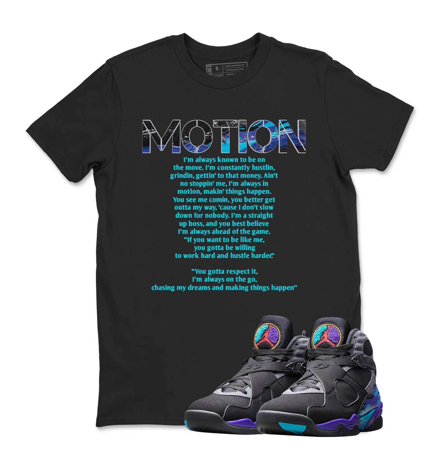 MOTION Shirt to Match Jordan 8 Aqua, Retro 8 Aqua Shirt, Aqua 8s Sneaker Tee