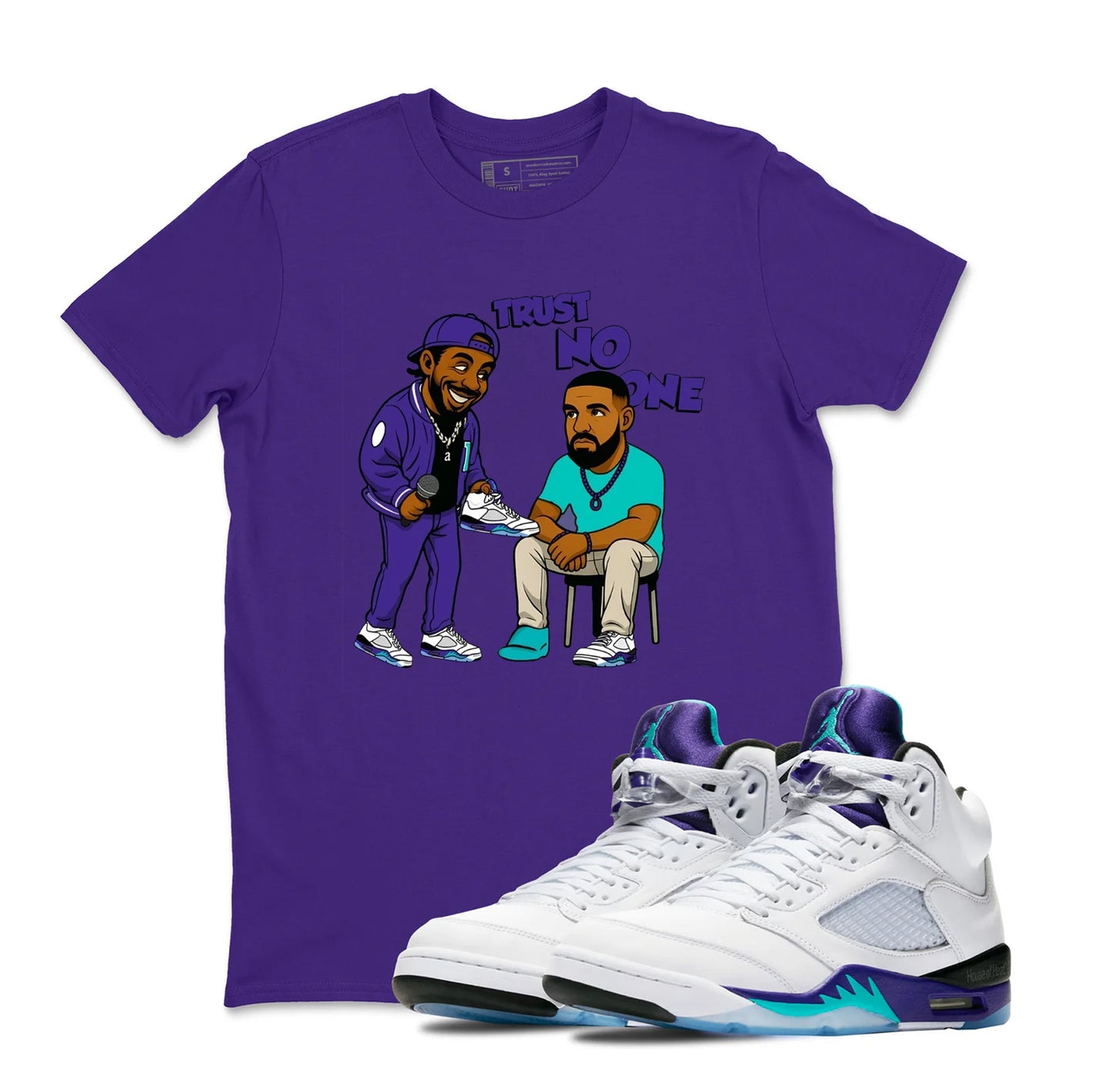 Shirt To Match AJ 5 Grape 2025 Sneaker Matching TeeTrust No One T-Shirt, Retro 5 grape Shirt, grape 5s Sneaker Tee