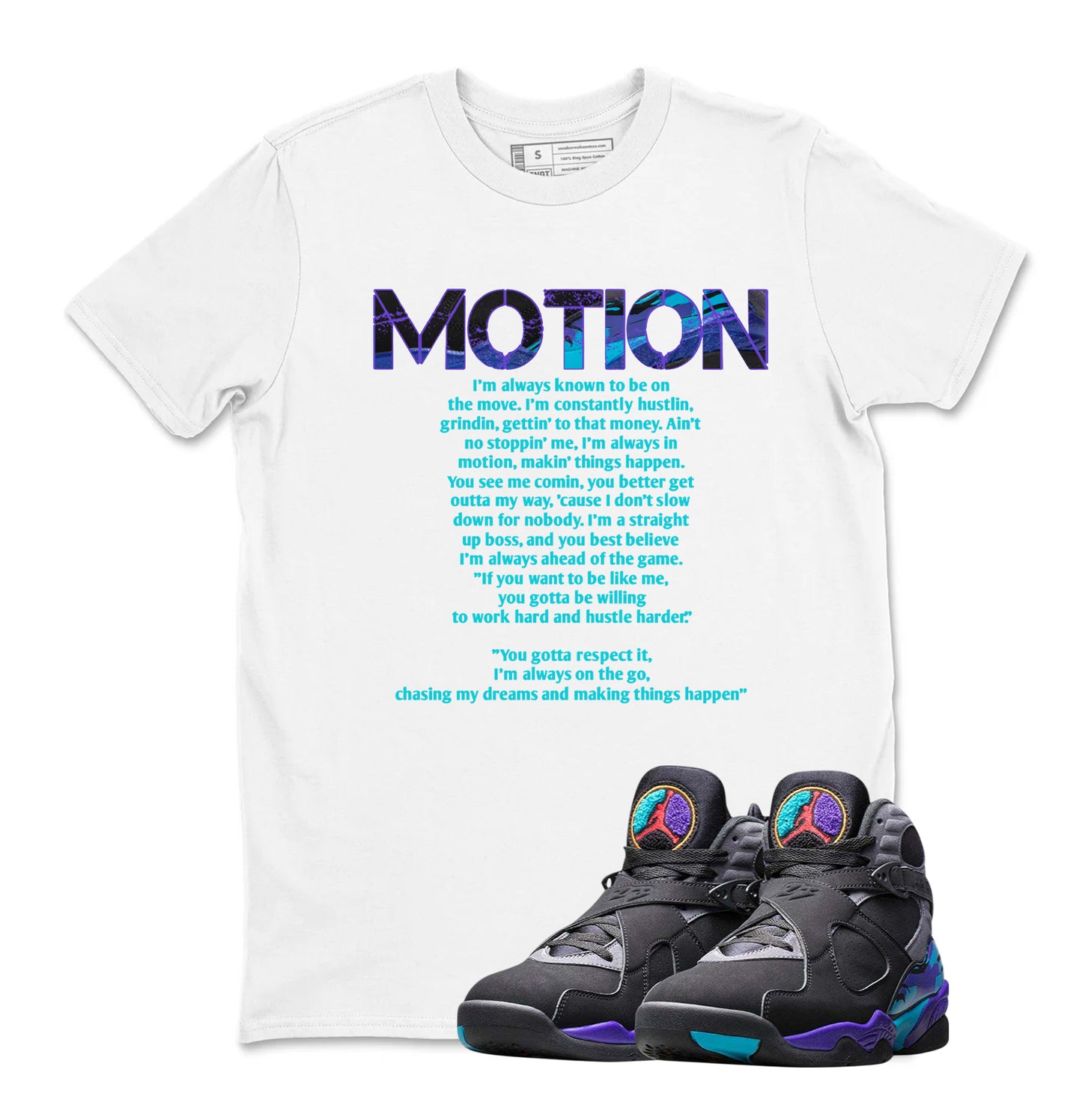 MOTION Shirt to Match Jordan 8 Aqua, Retro 8 Aqua Shirt, Aqua 8s Sneaker Tee