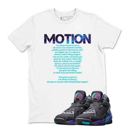 MOTION Shirt to Match Jordan 8 Aqua, Retro 8 Aqua Shirt, Aqua 8s Sneaker Tee