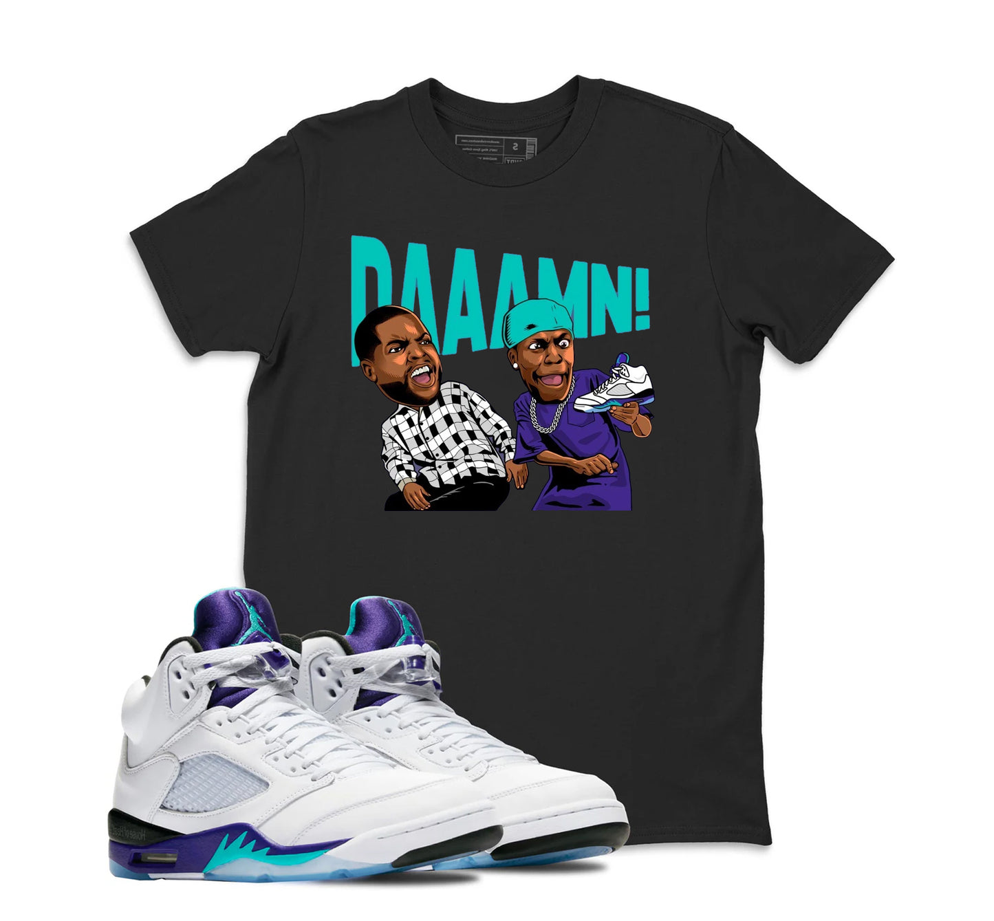 Shirt To Match AJ 5 Grape 2025 Sneaker Matching Tee Damn Meme Friday T-Shirt, Retro 5 grape Shirt, grape 5s Sneaker Tee