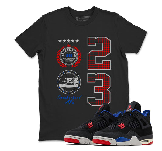 4 Rare Air Sneaker Match Shirt, Black Fire Red Deep Royal Tech Grey, Rare Air Jordan 4 Tshirt Adult Youth