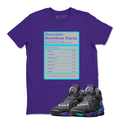Success Nutrition Facts Shirt to Match Jordan 8 Aqua, Retro 8 Aqua Shirt, Aqua 8s Sneaker Tee