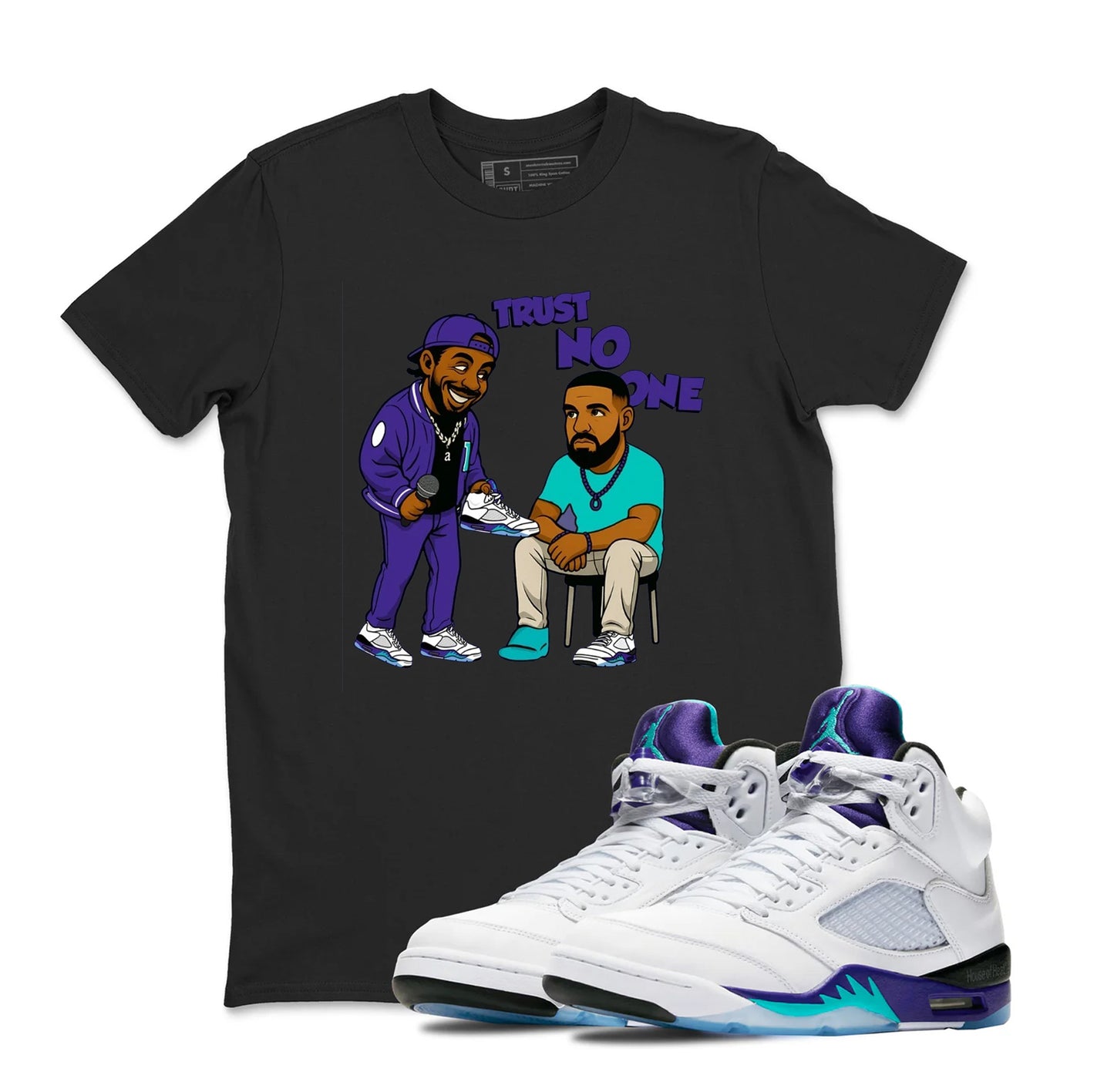 Shirt To Match AJ 5 Grape 2025 Sneaker Matching TeeTrust No One T-Shirt, Retro 5 grape Shirt, grape 5s Sneaker Tee