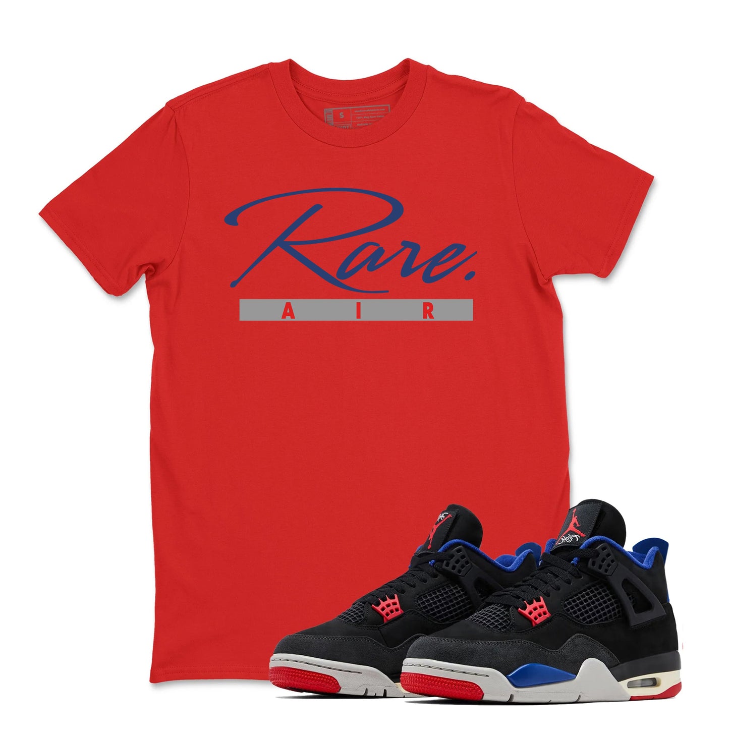 4 Rare Air Sneaker Match Shirt, Black Fire Red Deep Royal Tech Grey, Rare Air Jordan 4 Tshirt Adult Youth