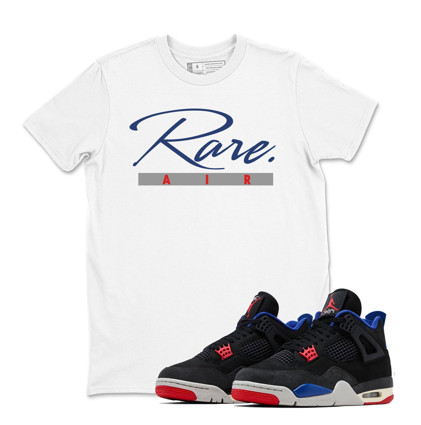 4 Rare Air Sneaker Match Shirt, Black Fire Red Deep Royal Tech Grey, Rare Air Jordan 4 Tshirt Adult Youth