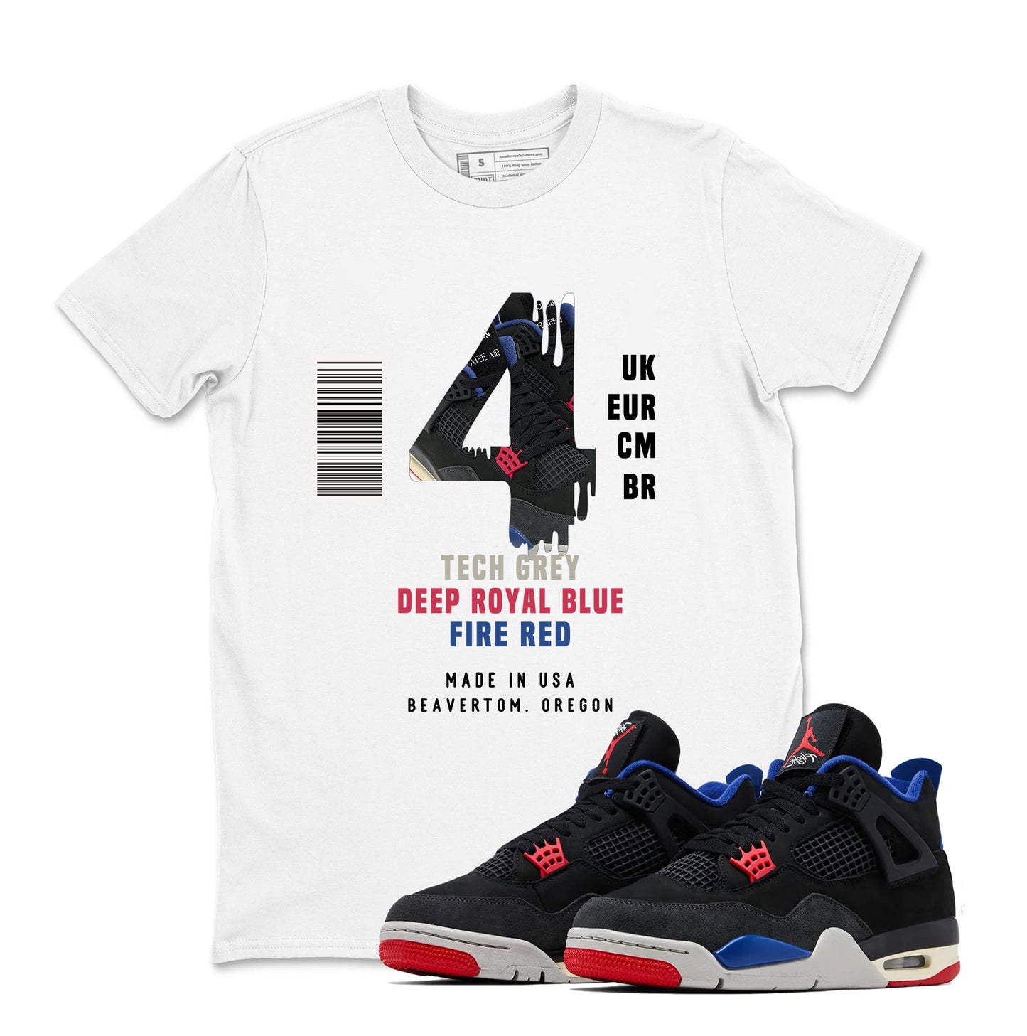 4 Rare Air Sneaker Match Shirt, Black Fire Red Deep Royal Tech Grey, Rare Air Jordan 4 Tshirt Adult Youth